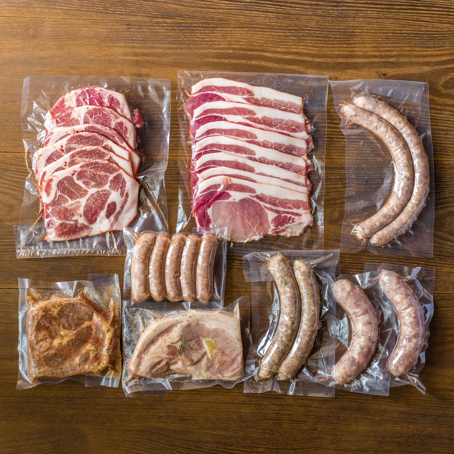 【ギフト】肉肉シャルキュトリ&精肉セット(中)<ソーセージ4種+ポークチョップ・ポークステーキ+ロース肉・肩ロース肉>